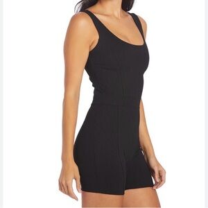 Black Ribbed Bodysuit Romper